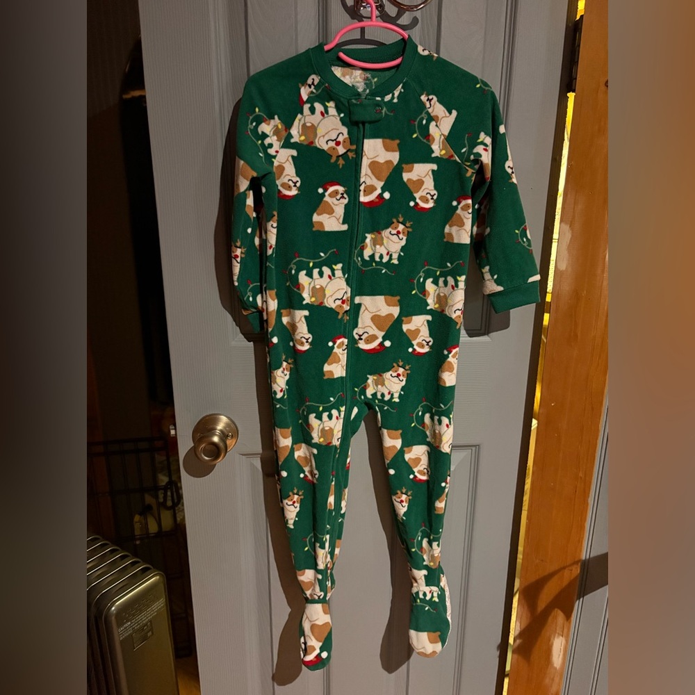 2 Carter's Festive Print Kids Pajama Onsies